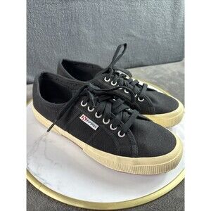 Superga 2750 COTU Classic Black Sneaker Shoes Womens Sz 9.5 Canvas Low Top